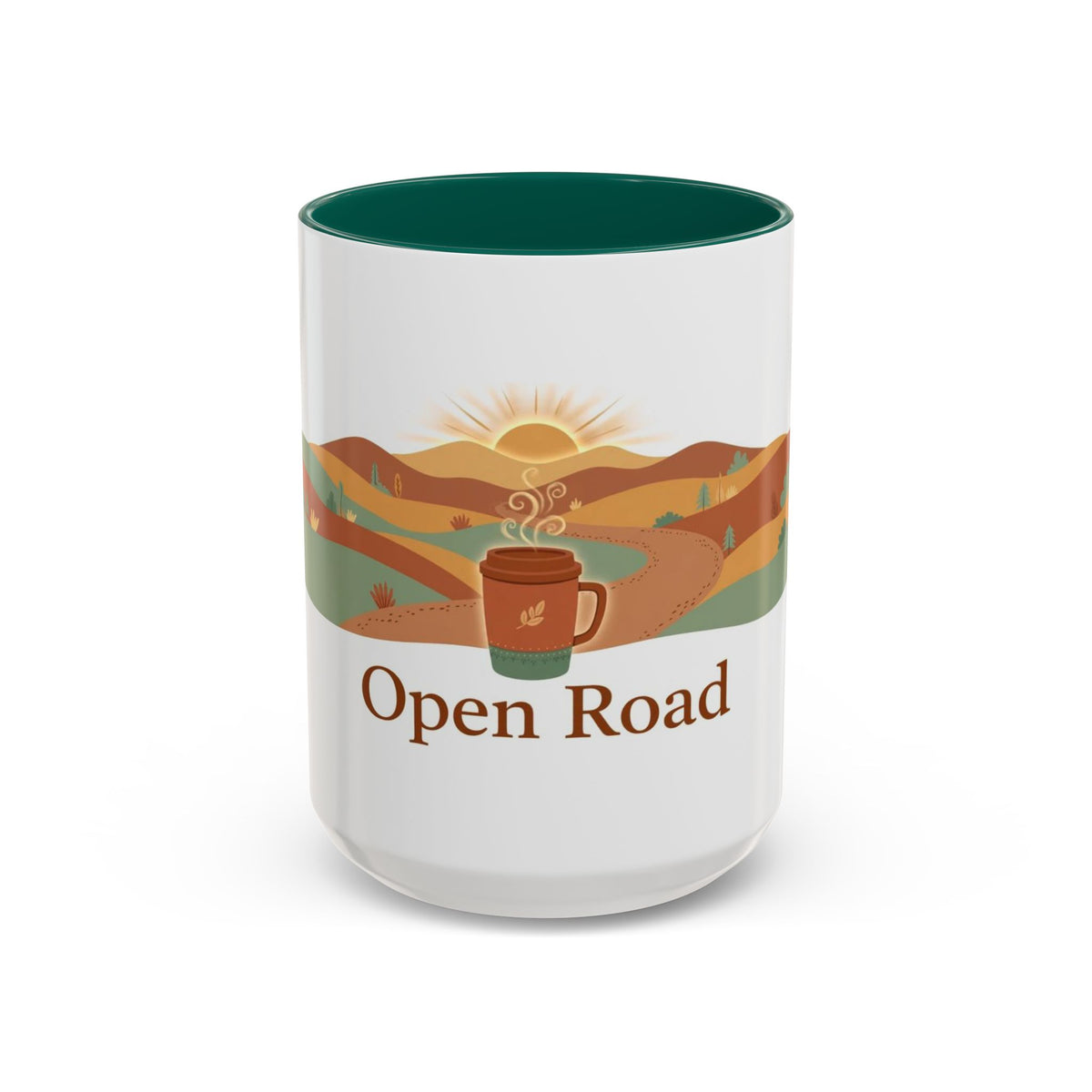 Open Road color accent ceramic coffee mug — Amanda's Brew House