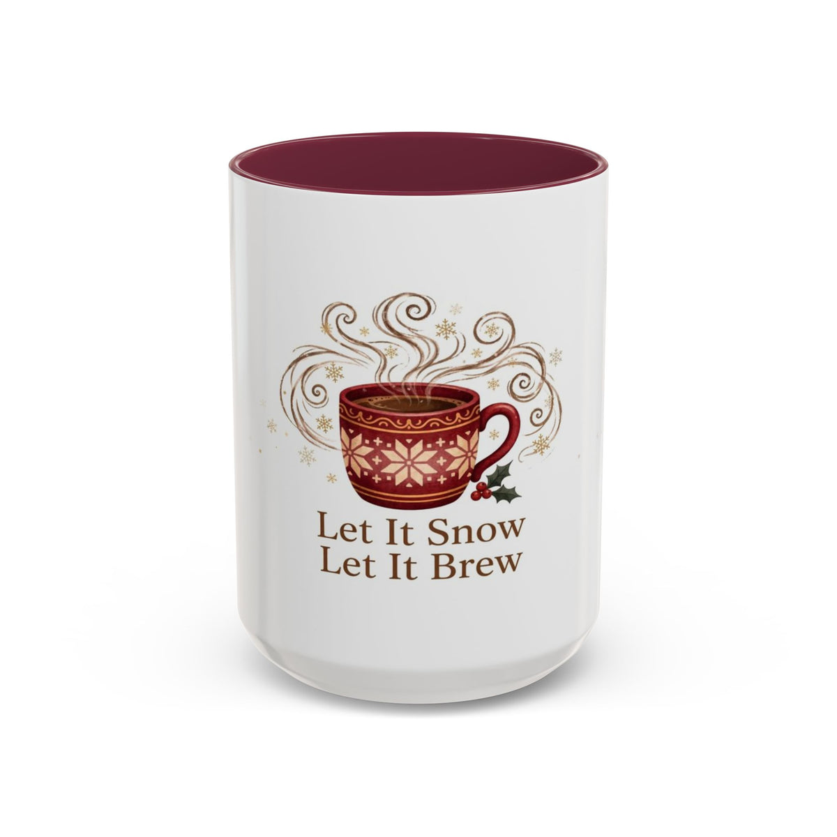 Let It Snow, Let It Brew color accent ceramic coffee mug — Amanda's Brew House