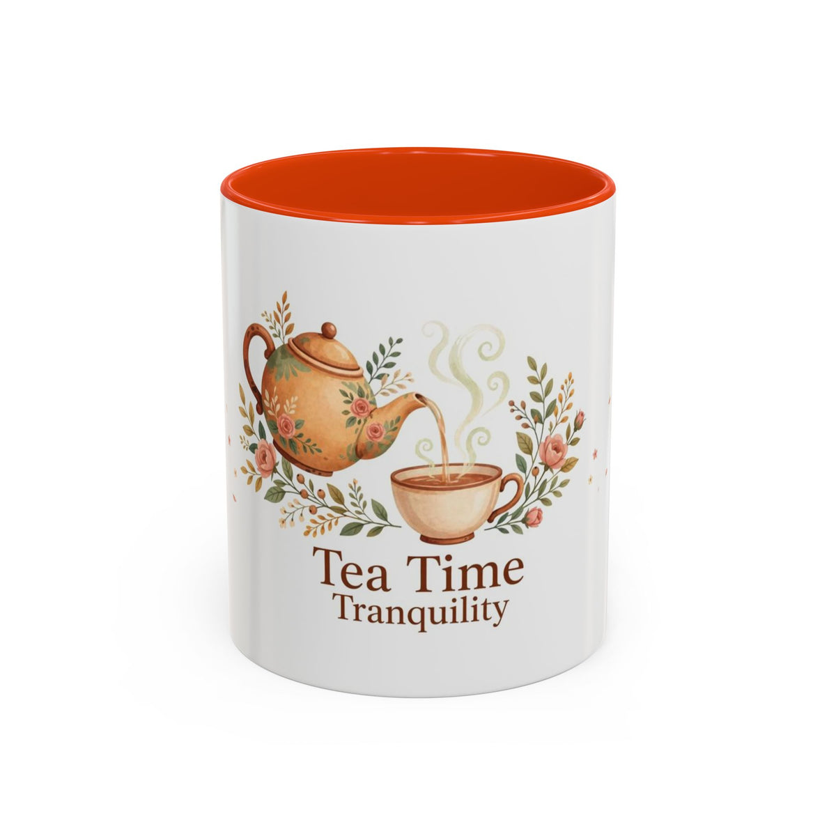 Tea Time Tranquility color accent ceramic tea mug — Amanda's Brew House