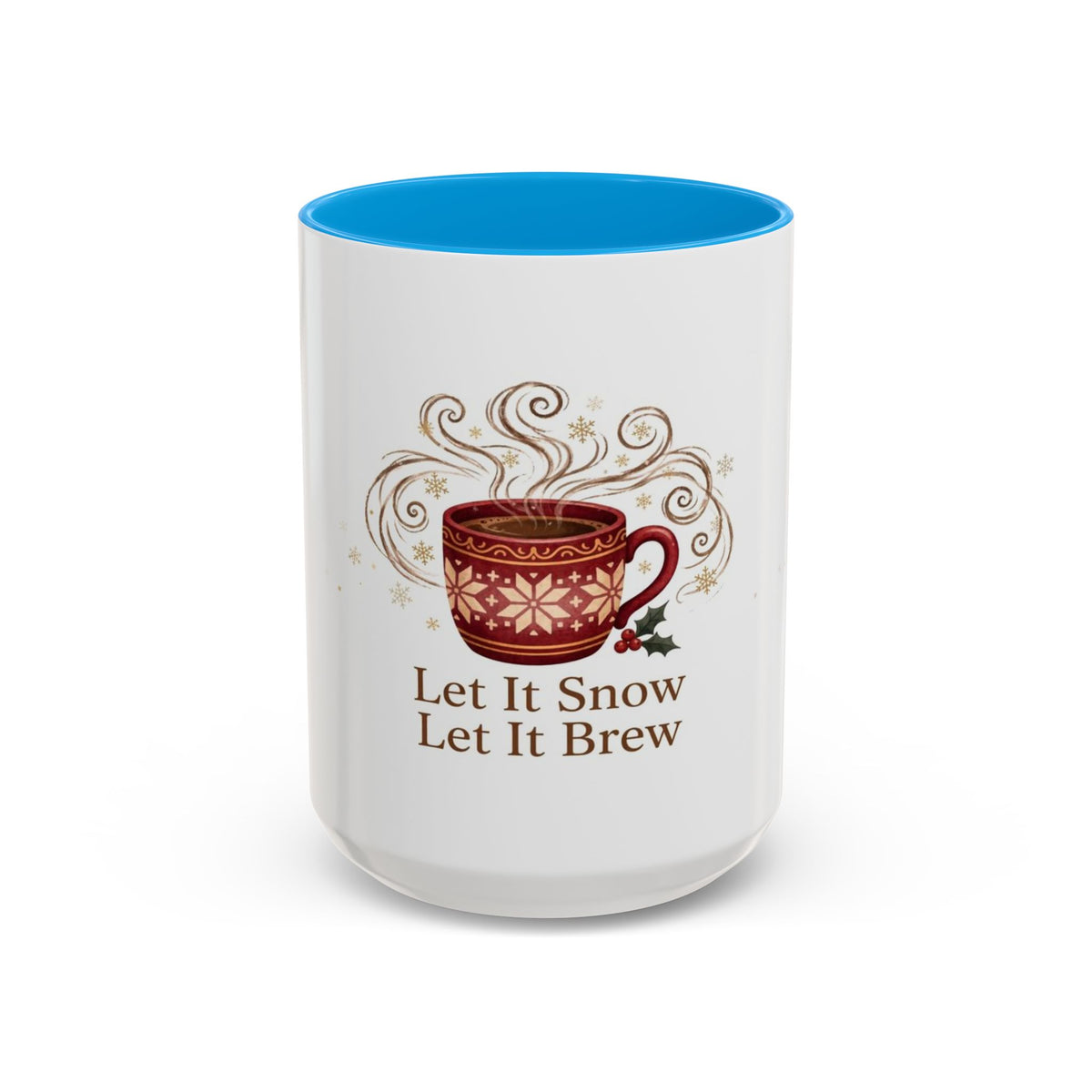 Let It Snow, Let It Brew color accent ceramic coffee mug — Amanda's Brew House