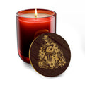 Snowman 14oz soy candle with engraved bamboo lid in Christmas Warmth scent