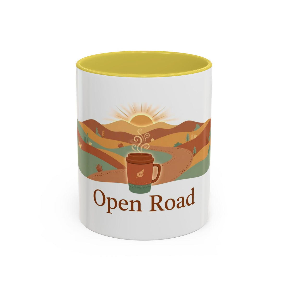 Open Road color accent ceramic coffee mug — Amanda's Brew House