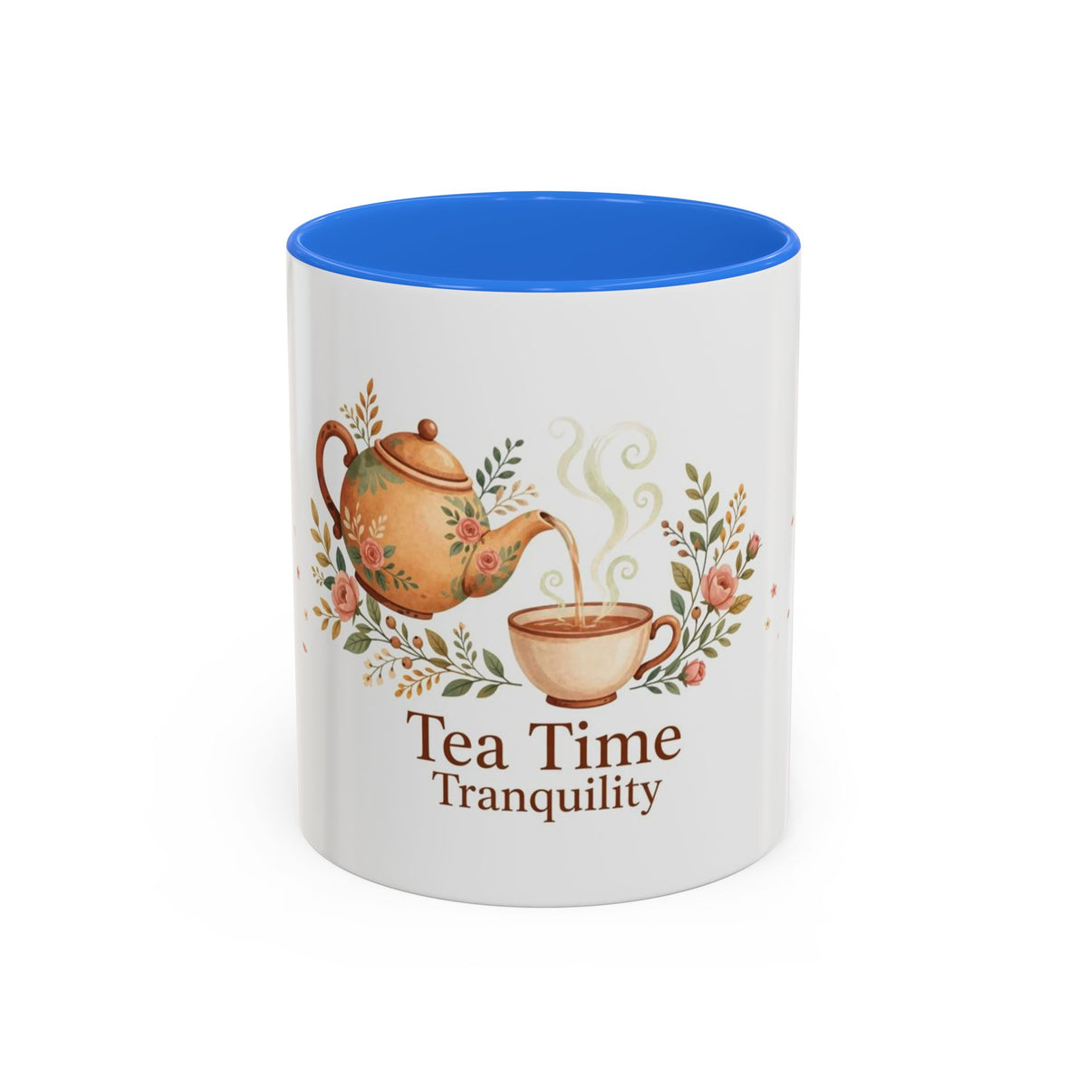 Tea Time Tranquility color accent ceramic tea mug — Amanda's Brew House