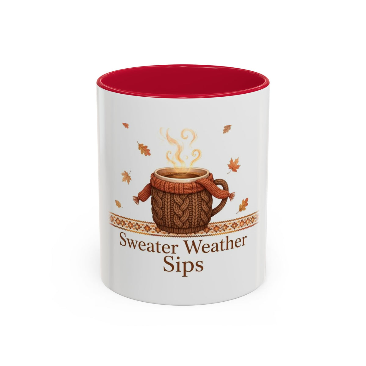 Sweater Weather Sips color accent ceramic coffee mug — Amanda's Brew House