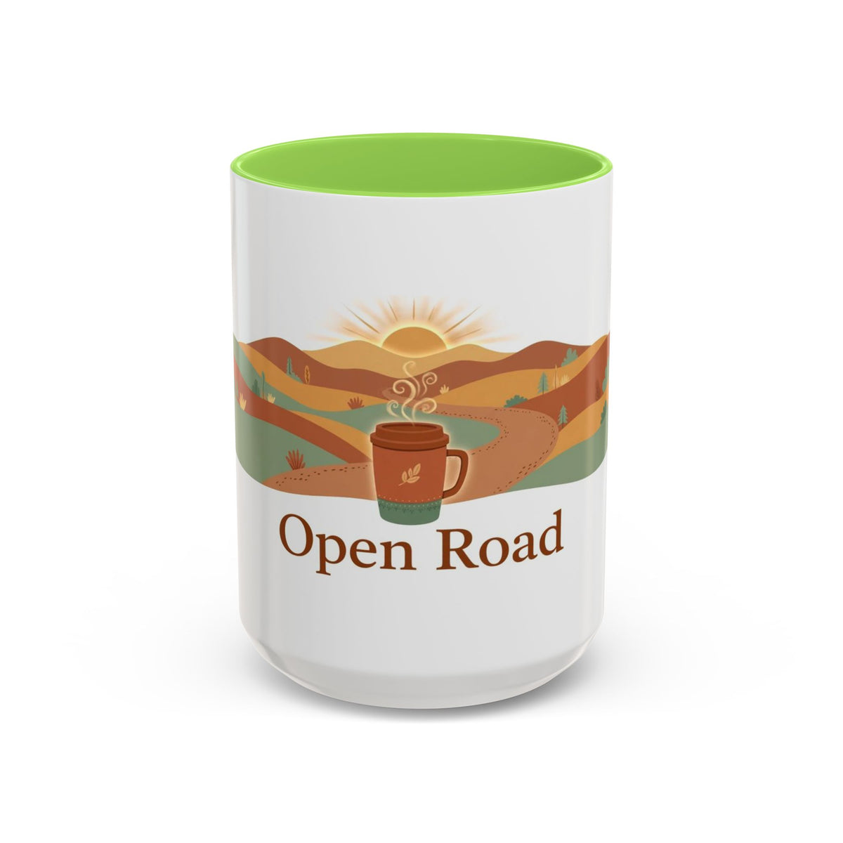Open Road color accent ceramic coffee mug — Amanda's Brew House