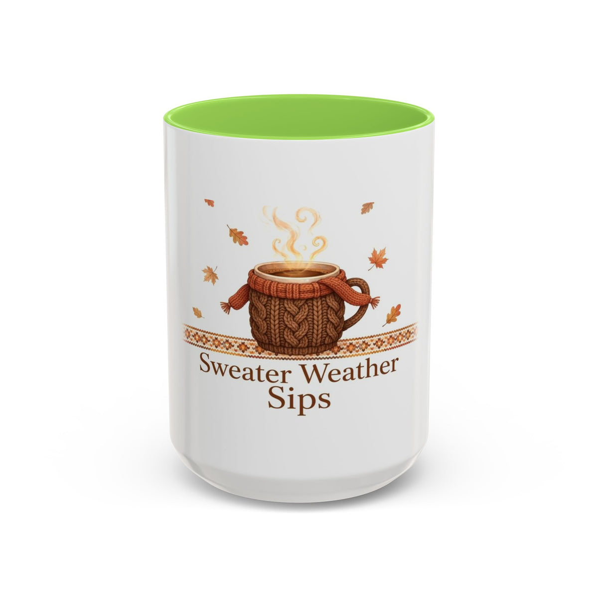 Sweater Weather Sips color accent ceramic coffee mug — Amanda's Brew House