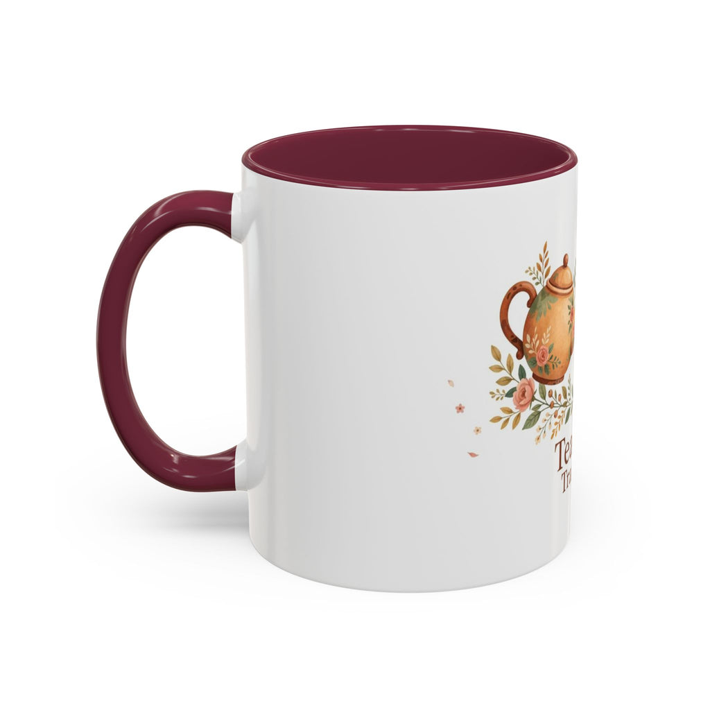 Tea Time Tranquility color accent ceramic tea mug — Amanda's Brew House