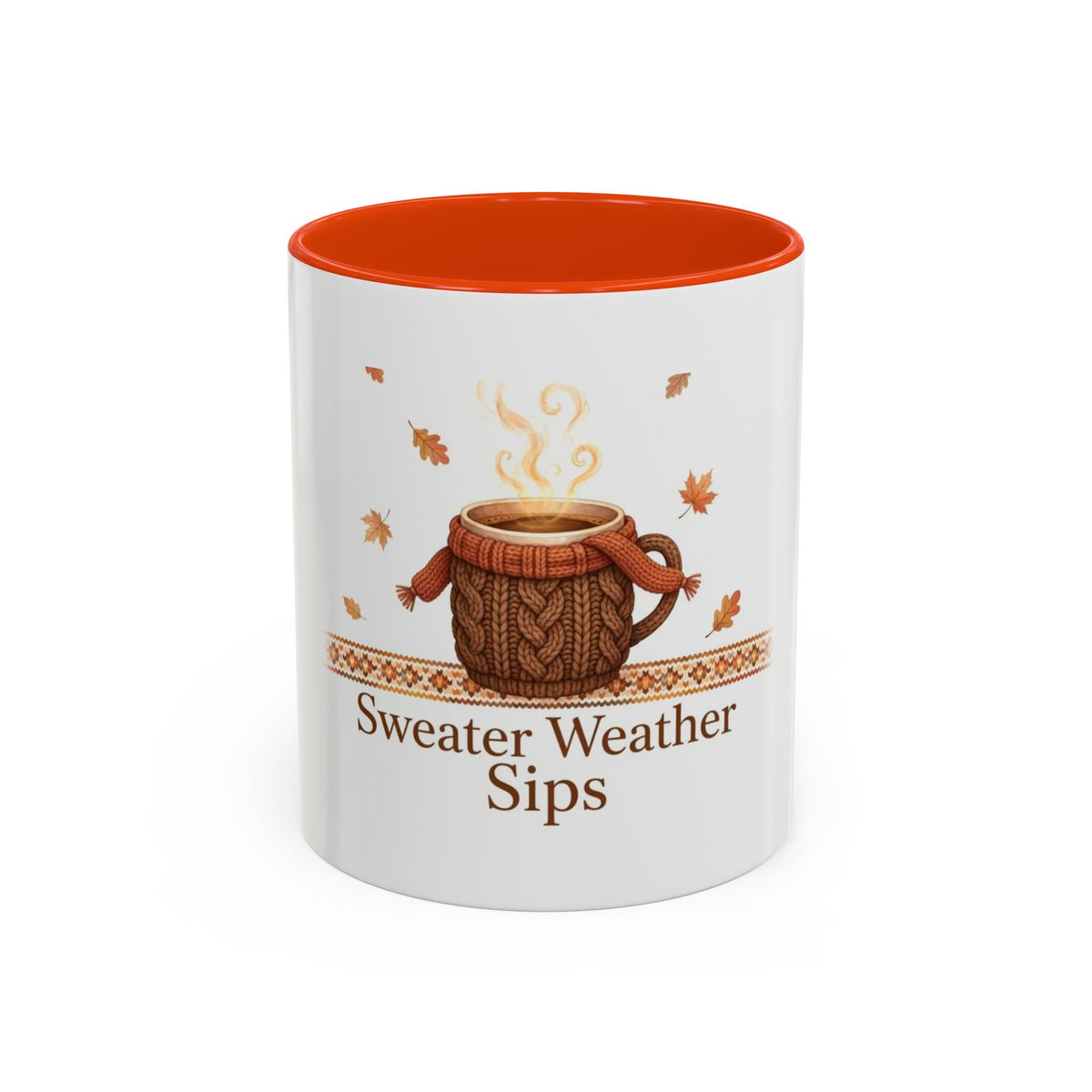 Sweater Weather Sips color accent ceramic coffee mug — Amanda's Brew House