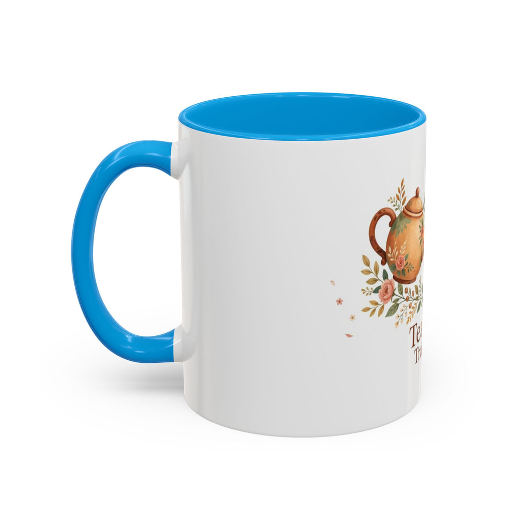 Tea Time Tranquility color accent ceramic tea mug — Amanda's Brew House