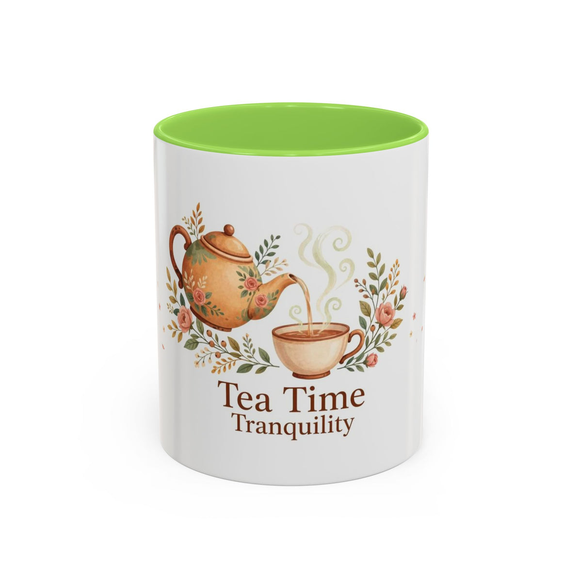 Tea Time Tranquility color accent ceramic tea mug — Amanda's Brew House