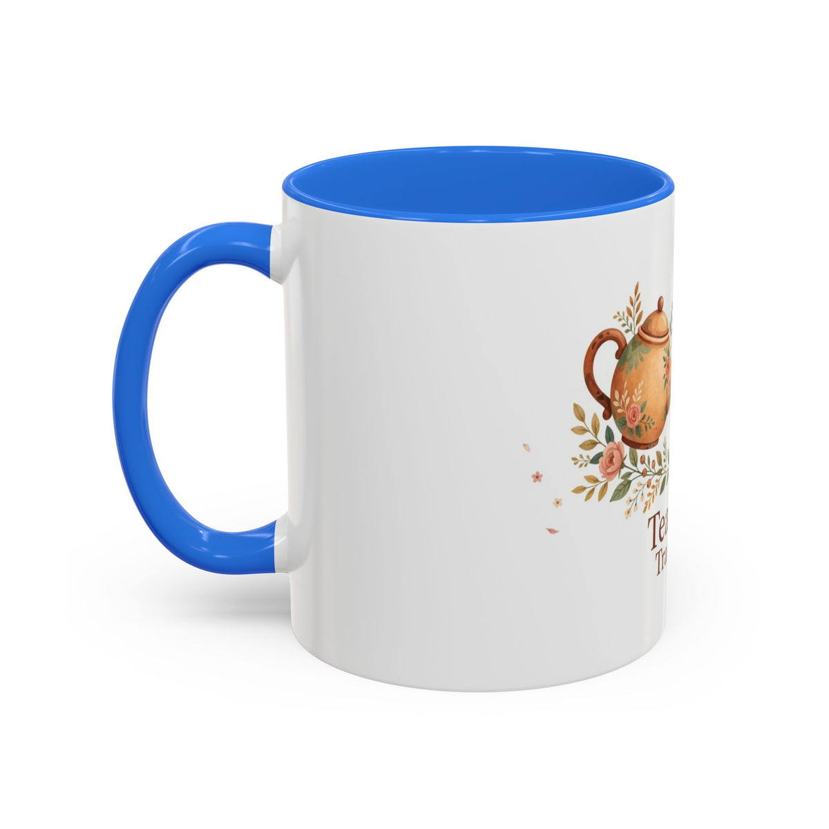 Tea Time Tranquility color accent ceramic tea mug — Amanda's Brew House