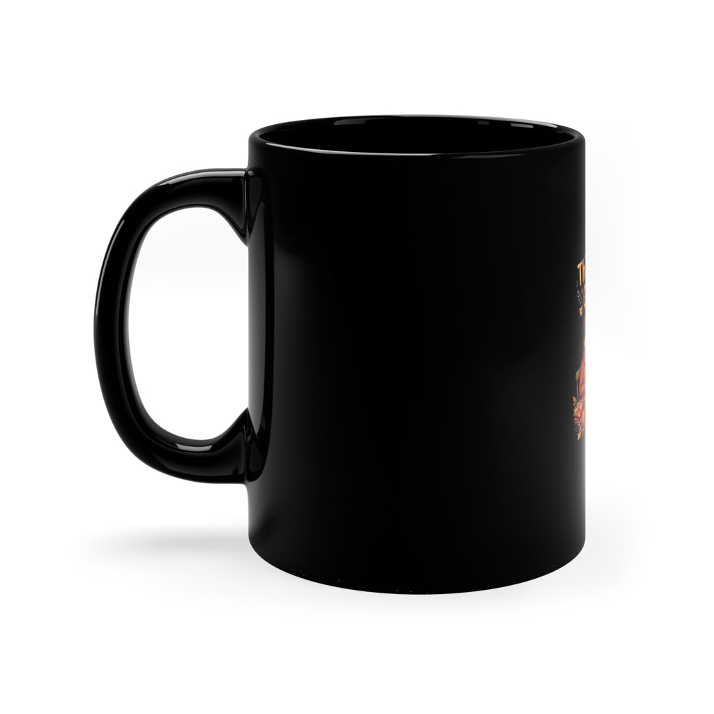 Thankful Hearts Gather Here — Thanksgiving Coffee Mug | Black 11oz