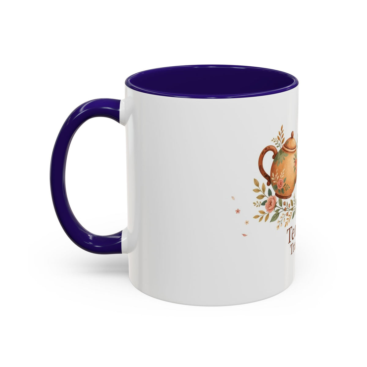 Tea Time Tranquility color accent ceramic tea mug — Amanda's Brew House