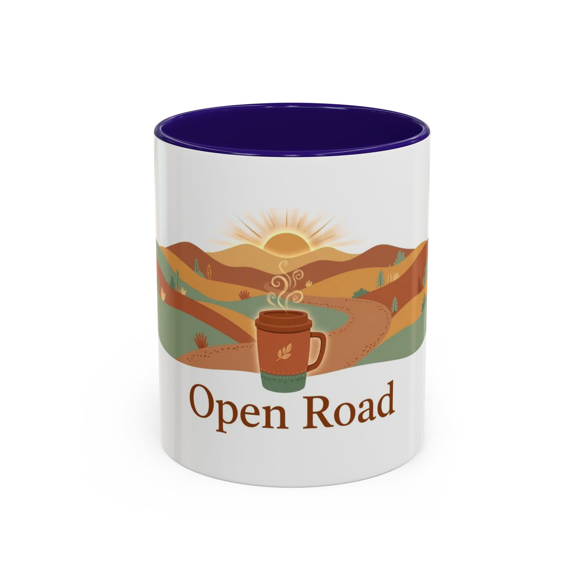 Open Road color accent ceramic coffee mug — Amanda's Brew House