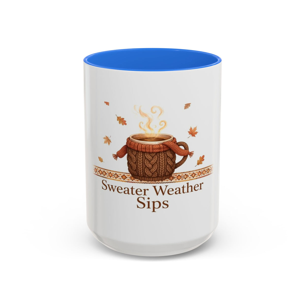 Sweater Weather Sips color accent ceramic coffee mug — Amanda's Brew House