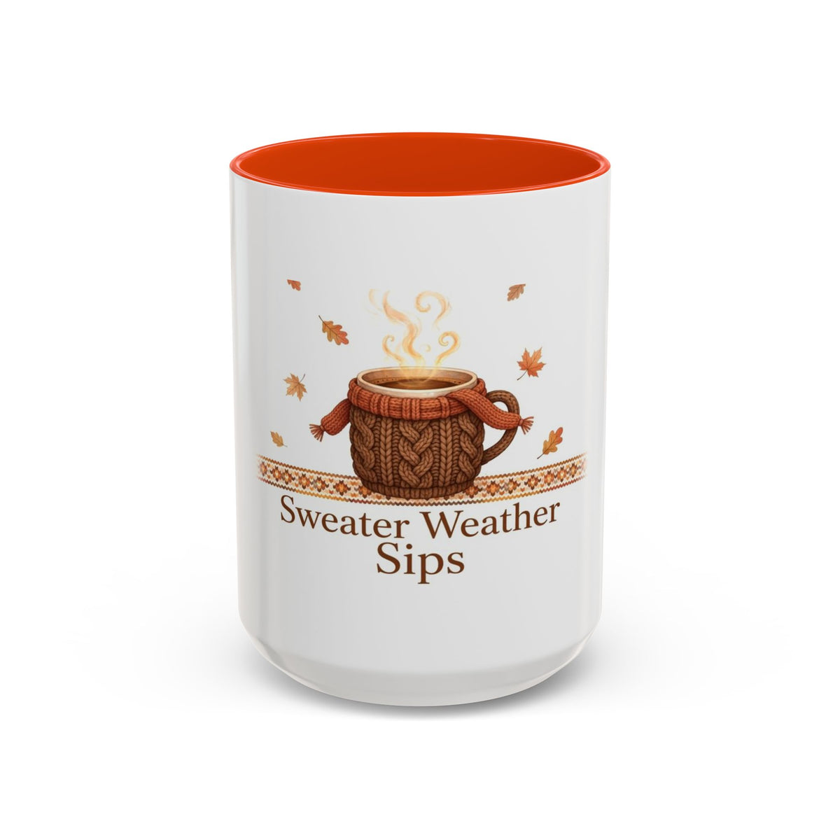 Sweater Weather Sips color accent ceramic coffee mug — Amanda's Brew House