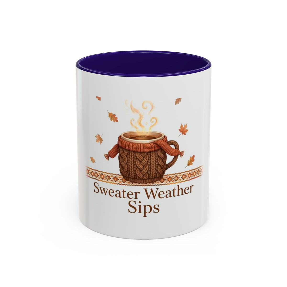 Sweater Weather Sips color accent ceramic coffee mug — Amanda's Brew House