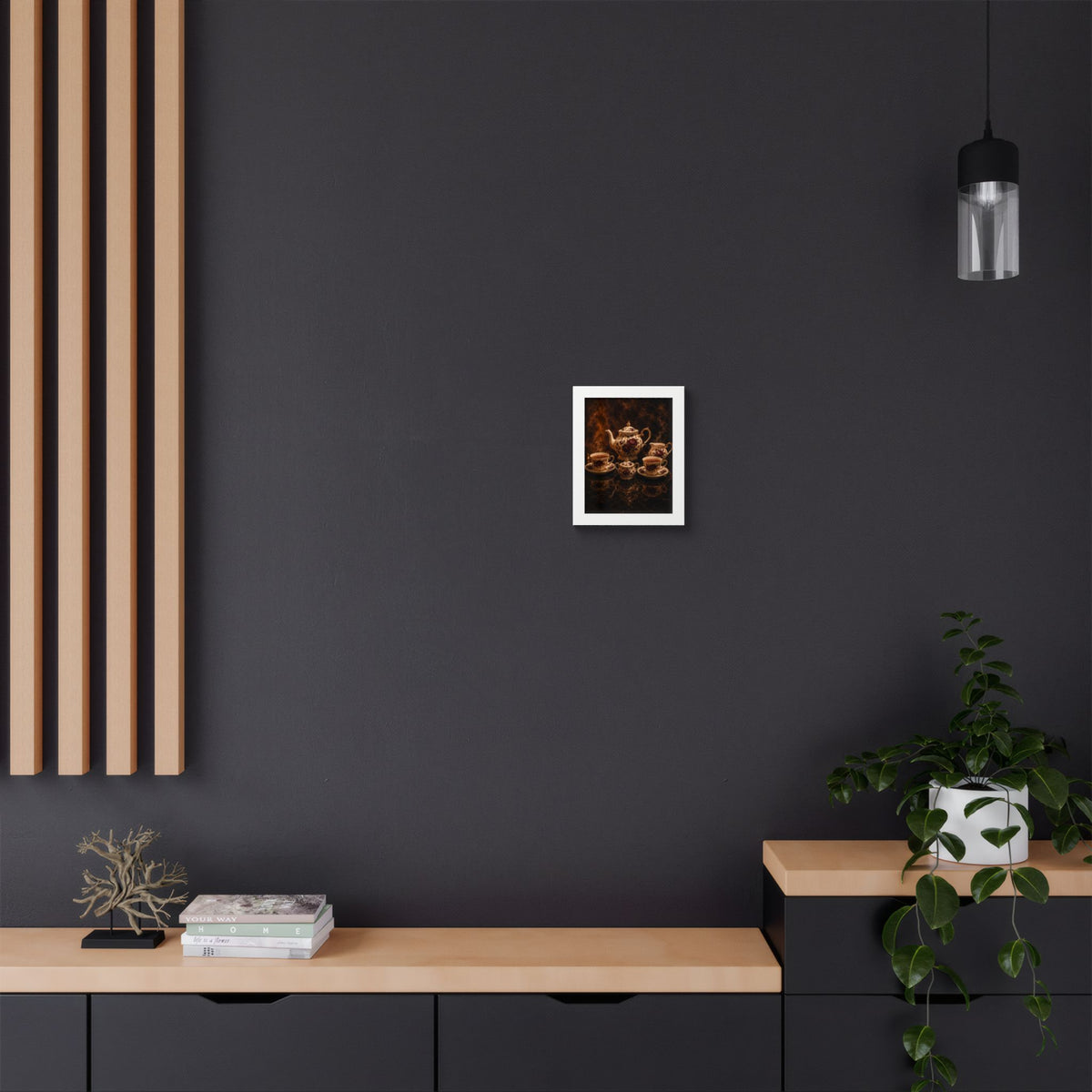 Burgundy Rose Tea Service — Framed Wall Art