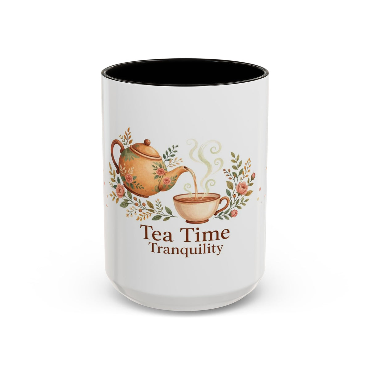 Tea Time Tranquility color accent ceramic tea mug — Amanda's Brew House
