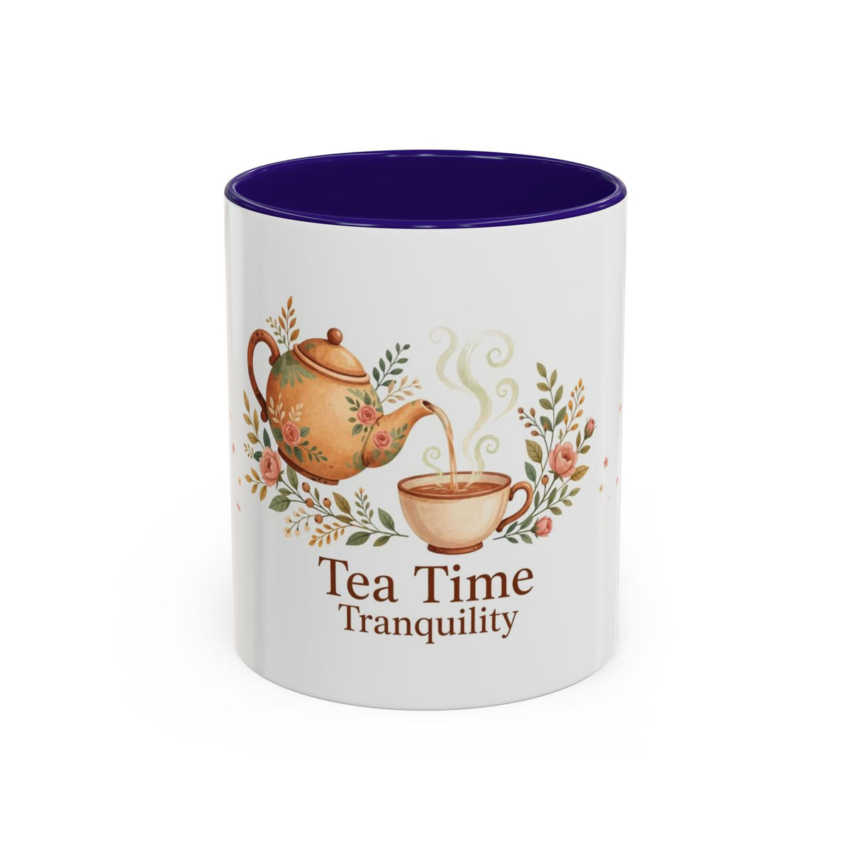 Tea Time Tranquility color accent ceramic tea mug — Amanda's Brew House