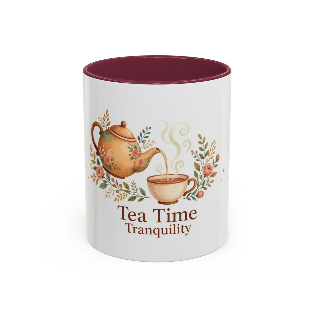 Tea Time Tranquility color accent ceramic tea mug — Amanda's Brew House