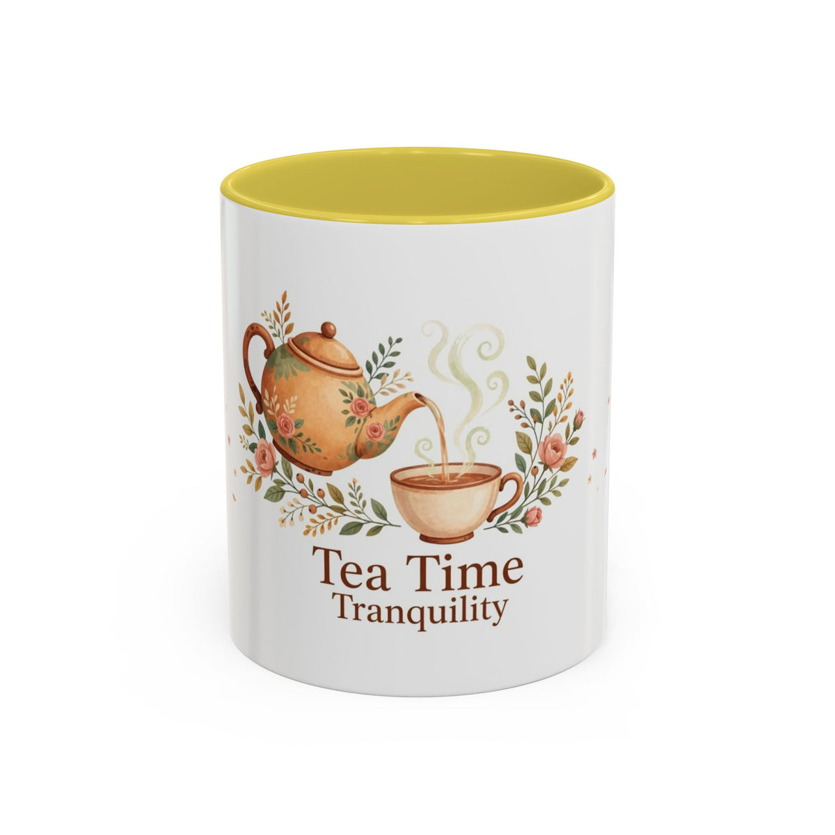 Tea Time Tranquility color accent ceramic tea mug — Amanda's Brew House