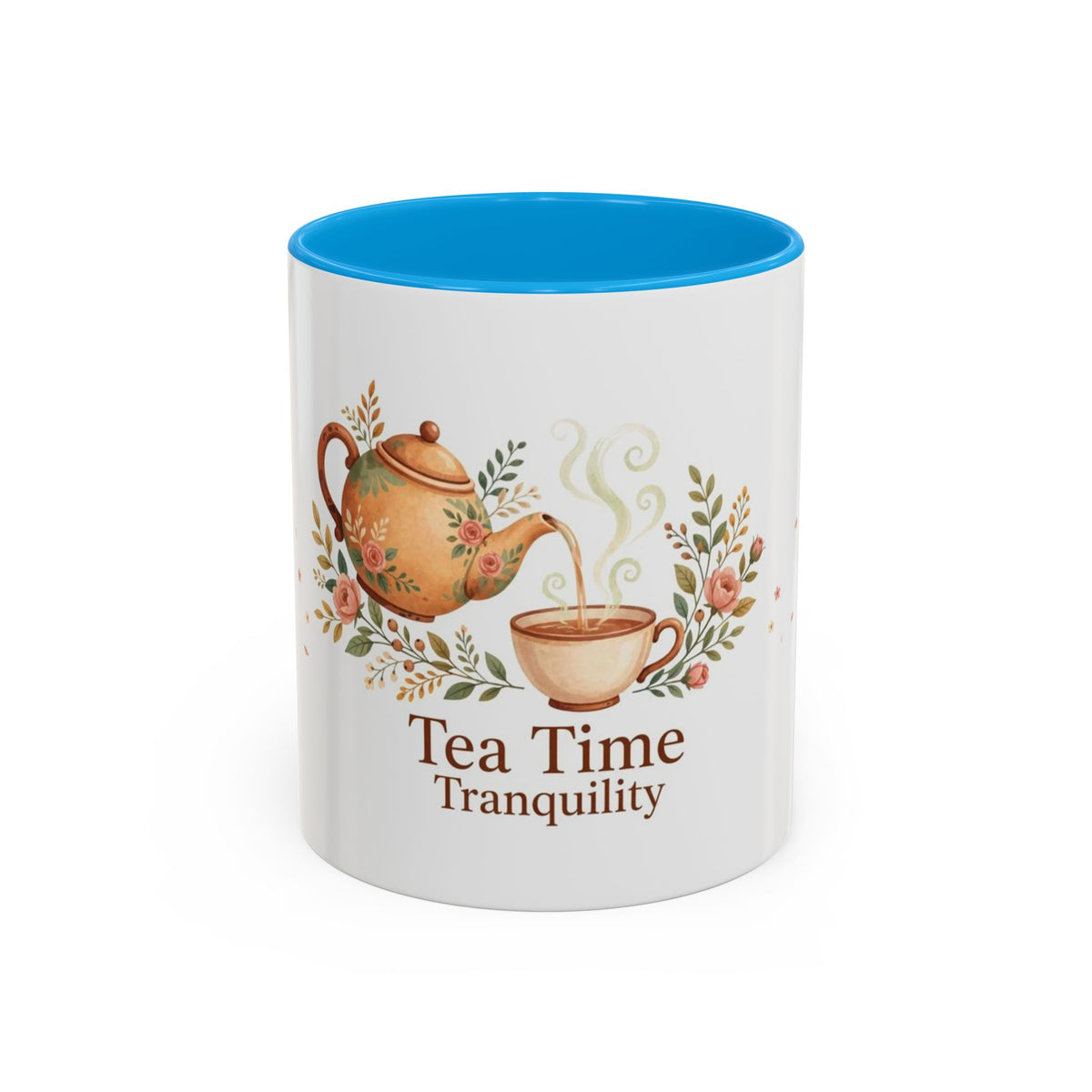 Tea Time Tranquility color accent ceramic tea mug — Amanda's Brew House