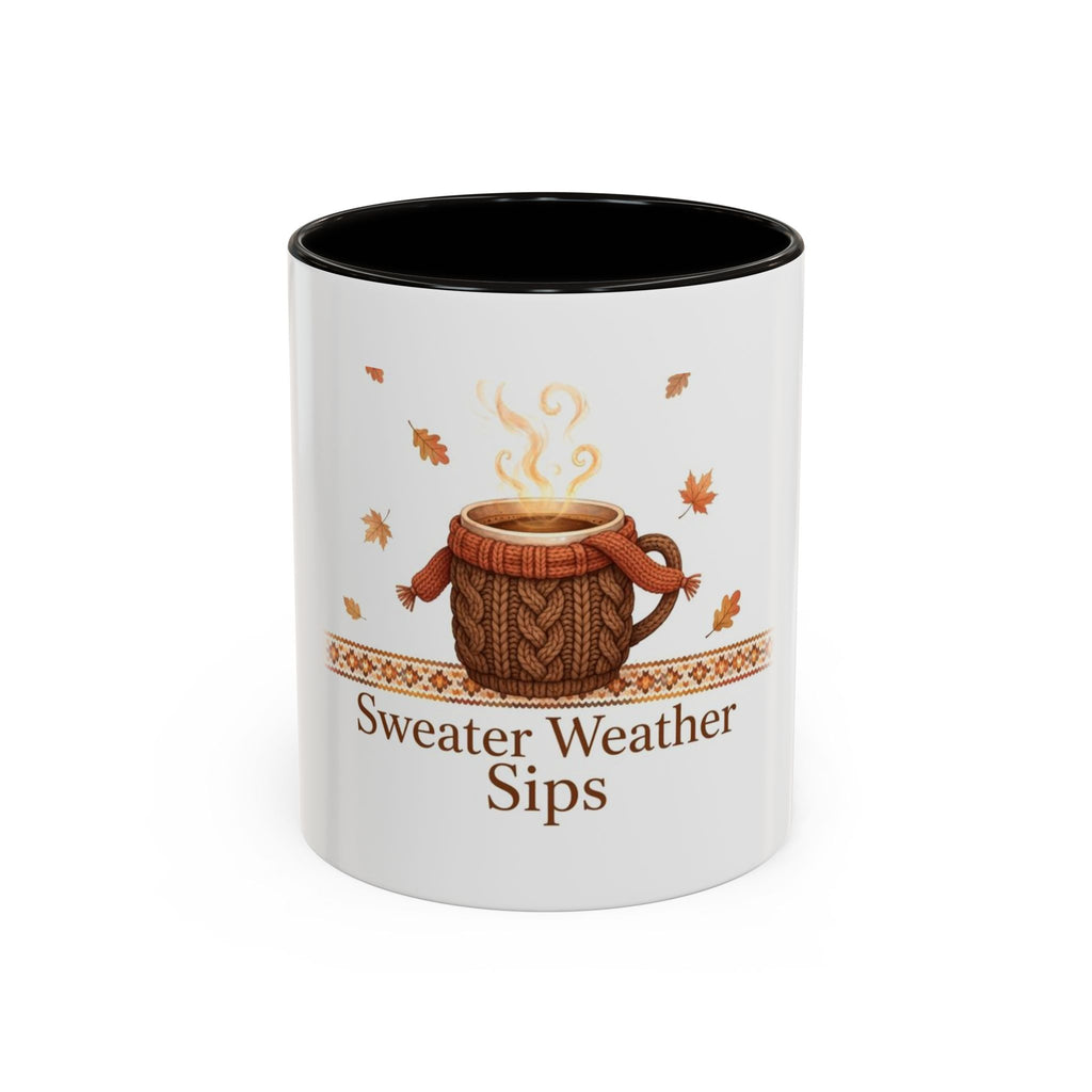 Sweater Weather Sips color accent ceramic coffee mug — Amanda's Brew House