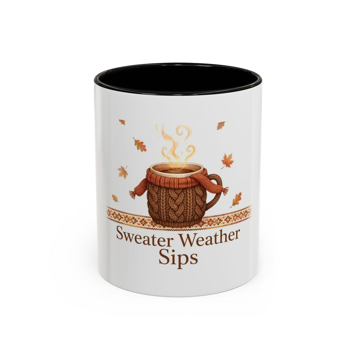 Sweater Weather Sips color accent ceramic coffee mug — Amanda's Brew House