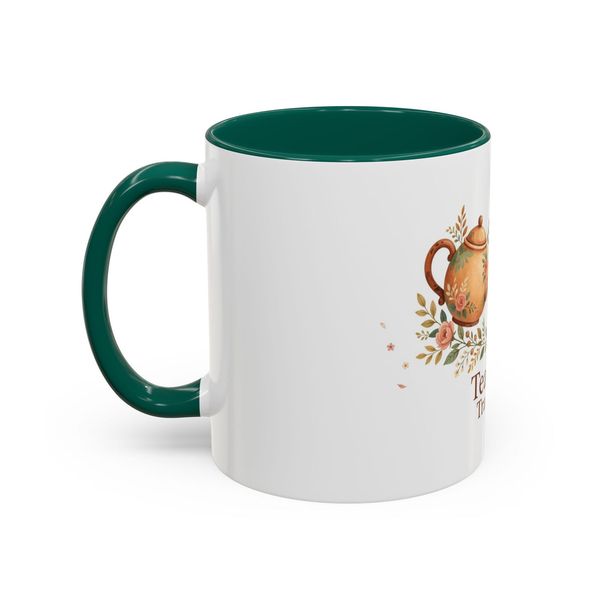 Tea Time Tranquility color accent ceramic tea mug — Amanda's Brew House