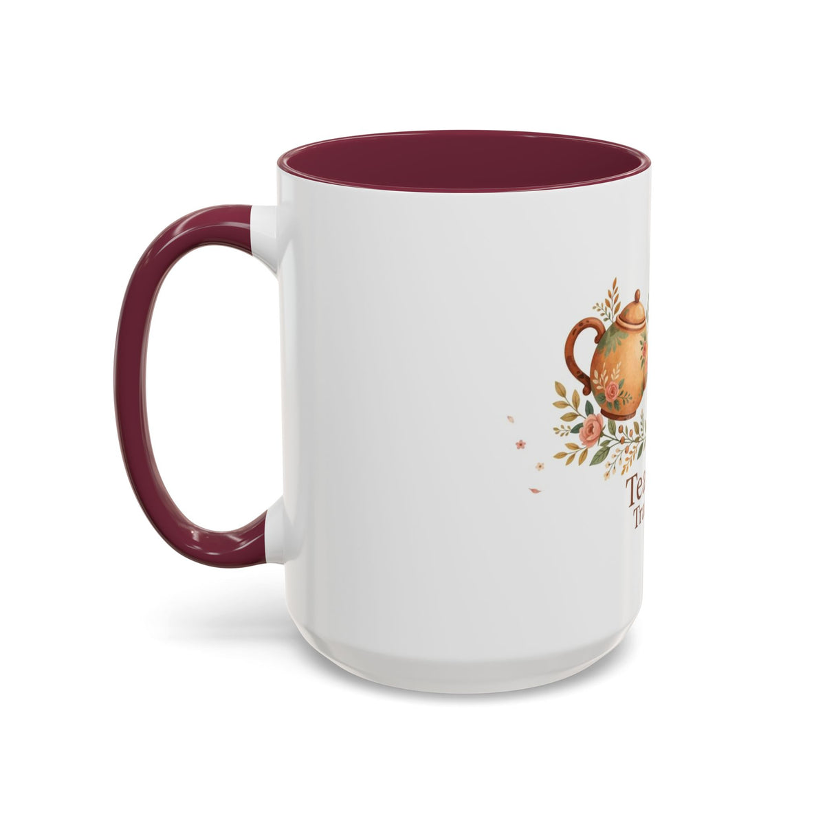 Tea Time Tranquility color accent ceramic tea mug — Amanda's Brew House