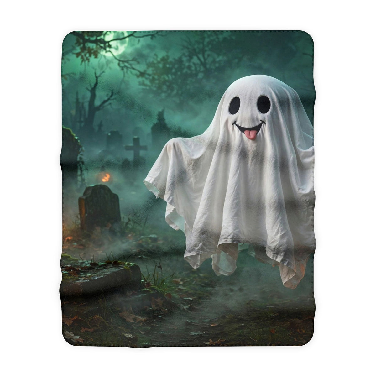 Silly Spooky Ghost Sherpa Blanket — Halloween Fleece Throw