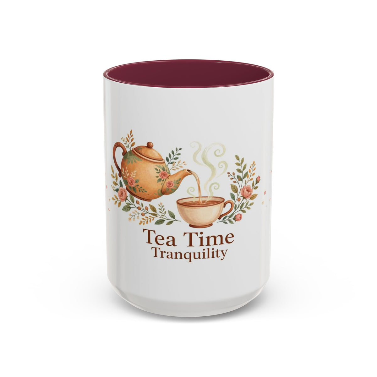 Tea Time Tranquility color accent ceramic tea mug — Amanda's Brew House