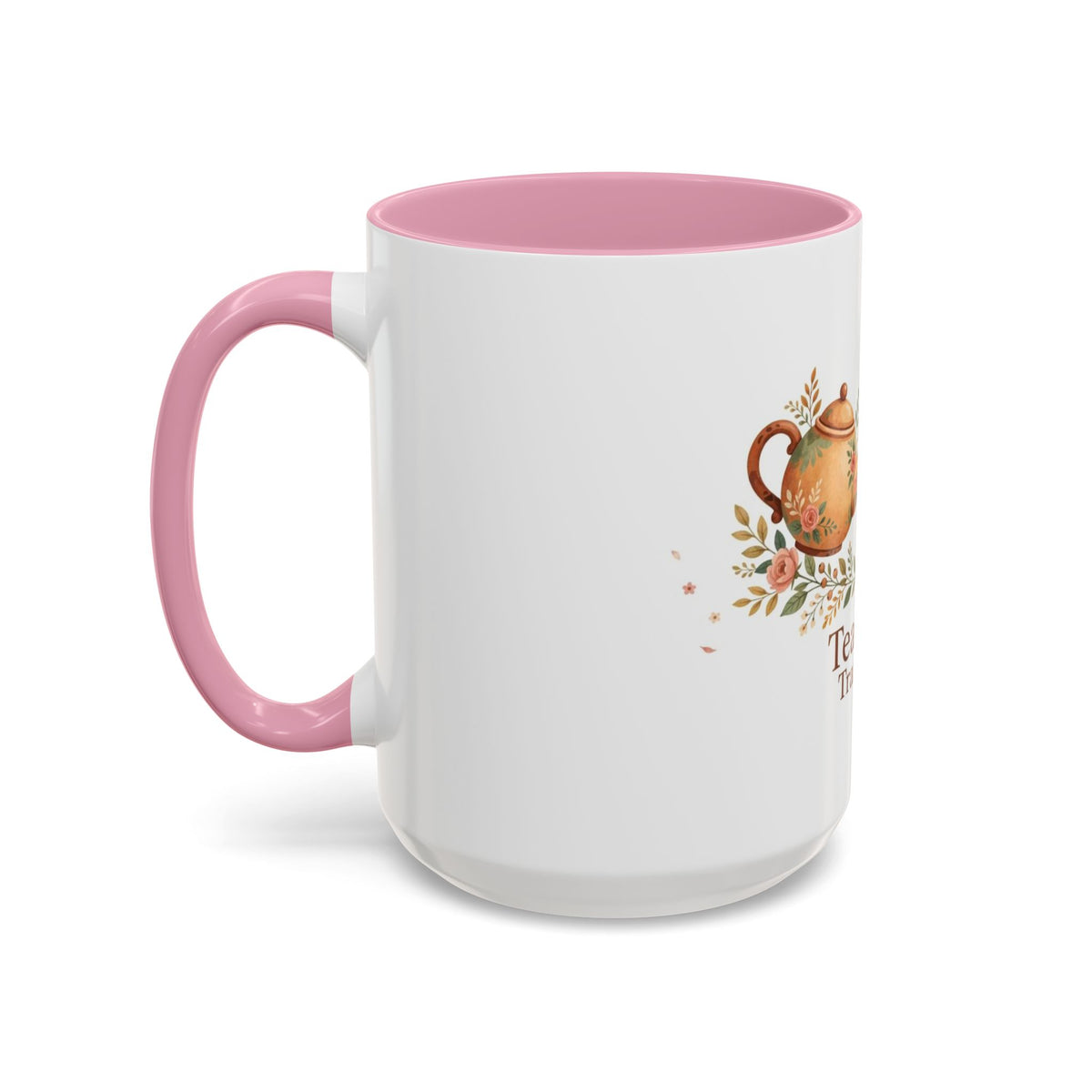 Tea Time Tranquility color accent ceramic tea mug — Amanda's Brew House