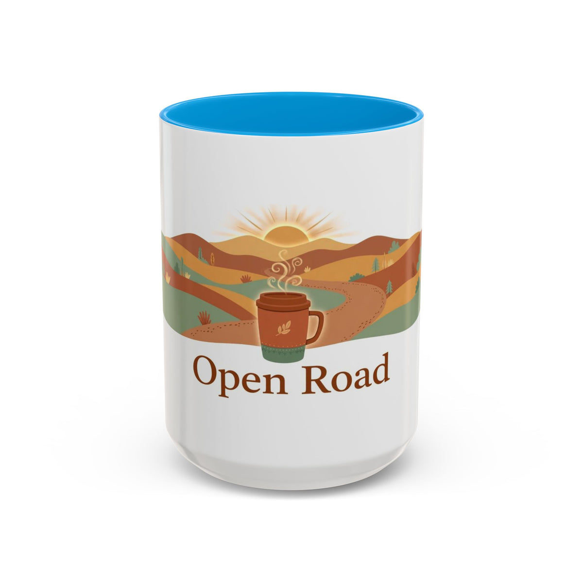 Open Road color accent ceramic coffee mug — Amanda's Brew House