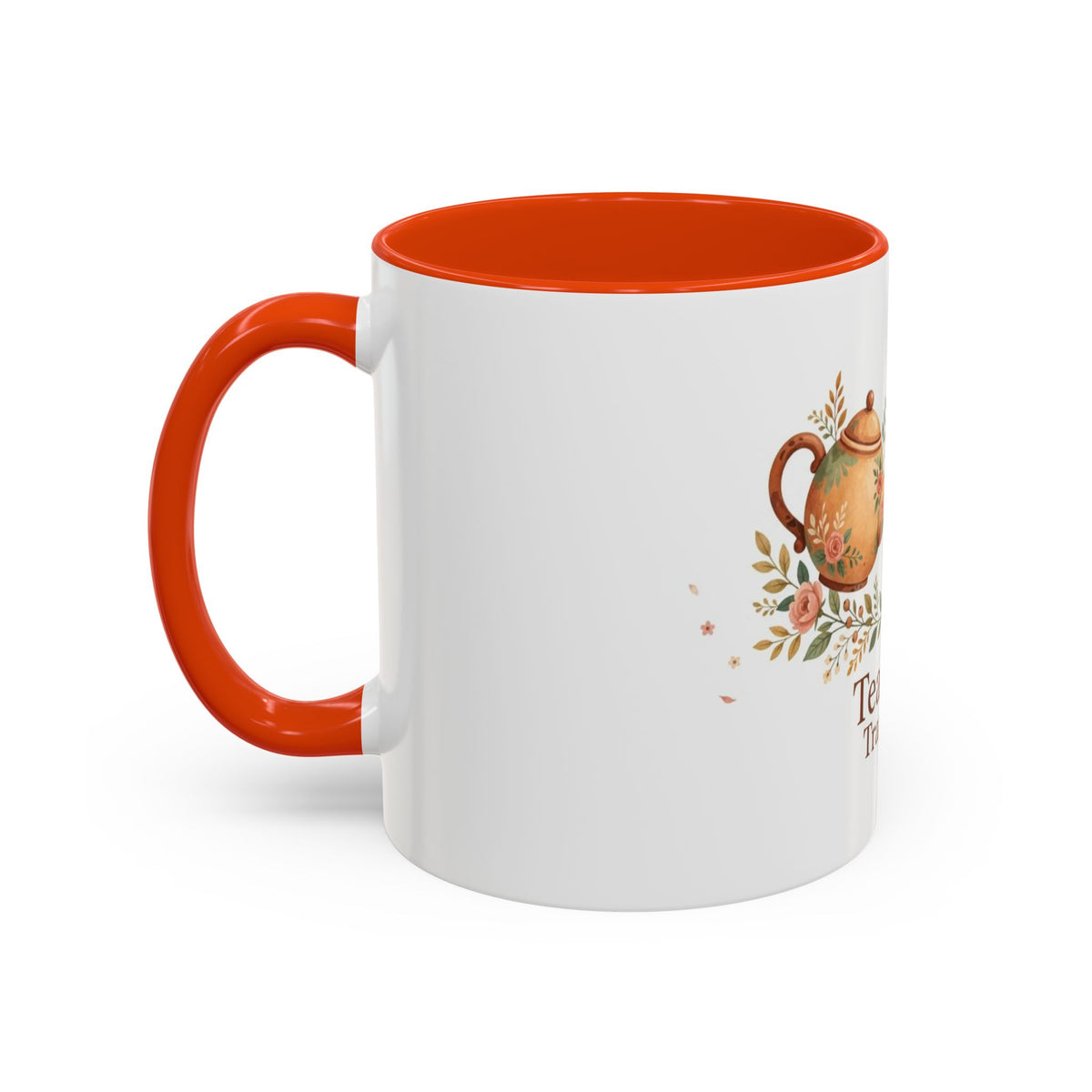 Tea Time Tranquility color accent ceramic tea mug — Amanda's Brew House