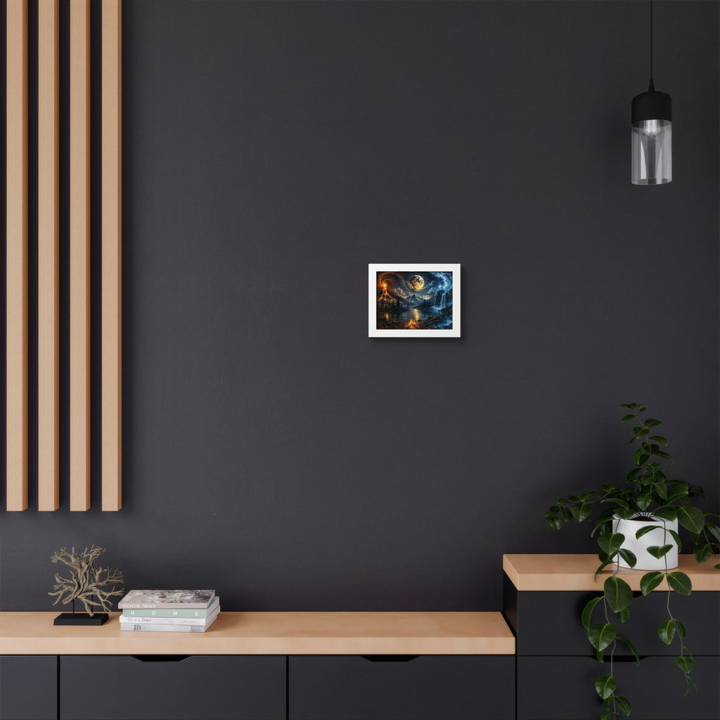 Fire & Ice Moonlit Landscape — Framed Wall Art