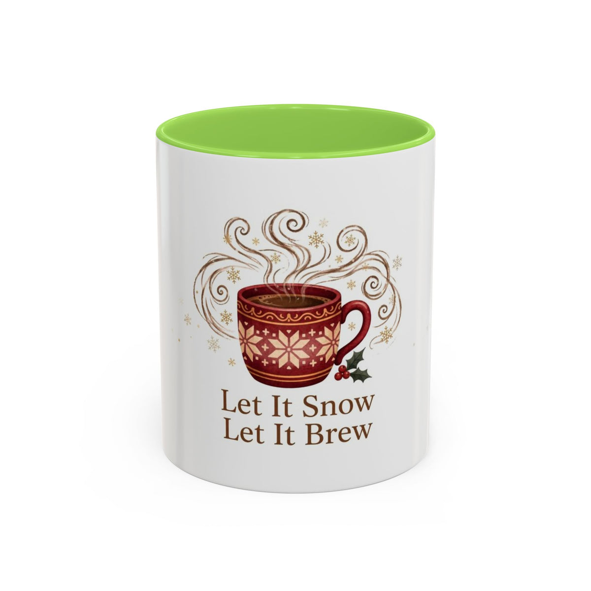 Let It Snow, Let It Brew color accent ceramic coffee mug — Amanda's Brew House