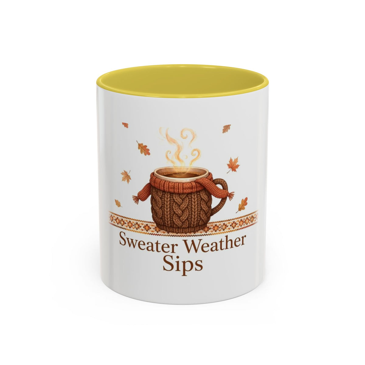 Sweater Weather Sips color accent ceramic coffee mug — Amanda's Brew House