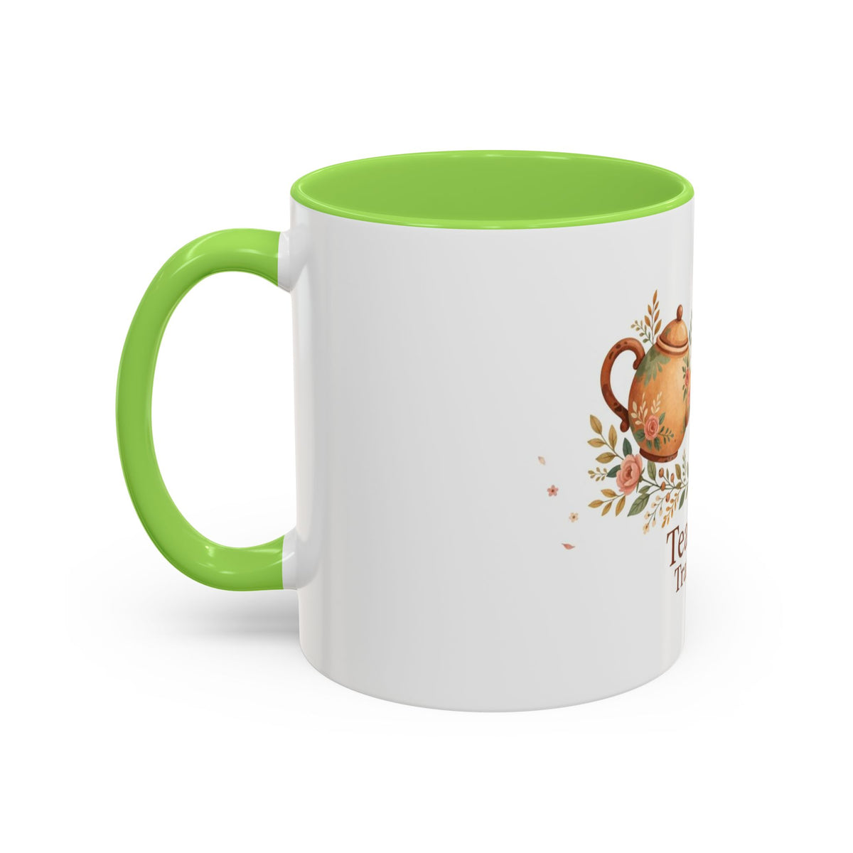 Tea Time Tranquility color accent ceramic tea mug — Amanda's Brew House