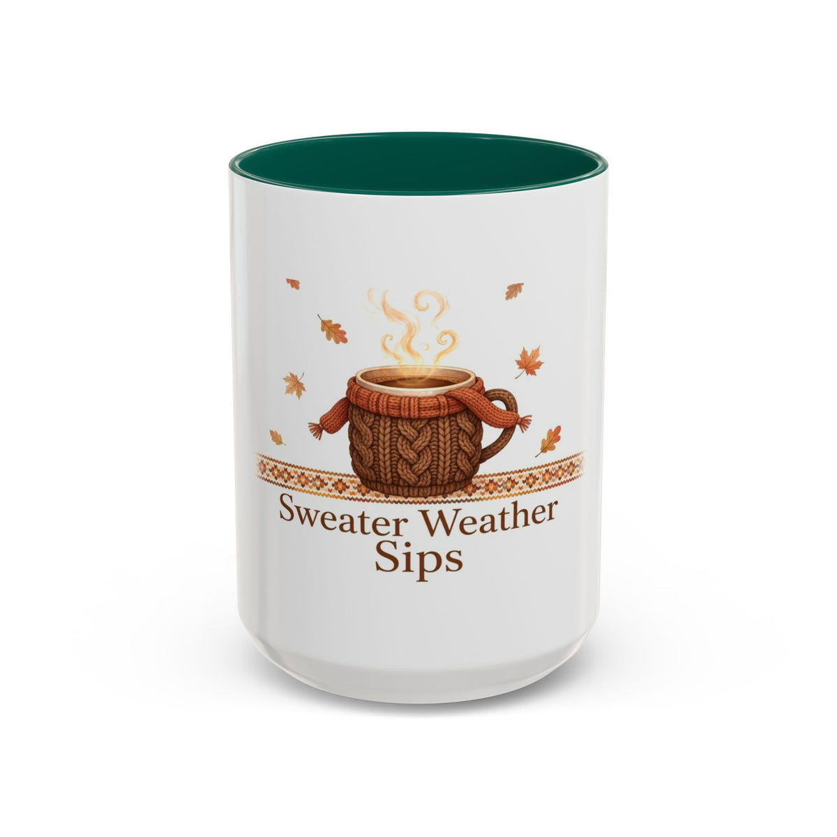 Sweater Weather Sips color accent ceramic coffee mug — Amanda's Brew House
