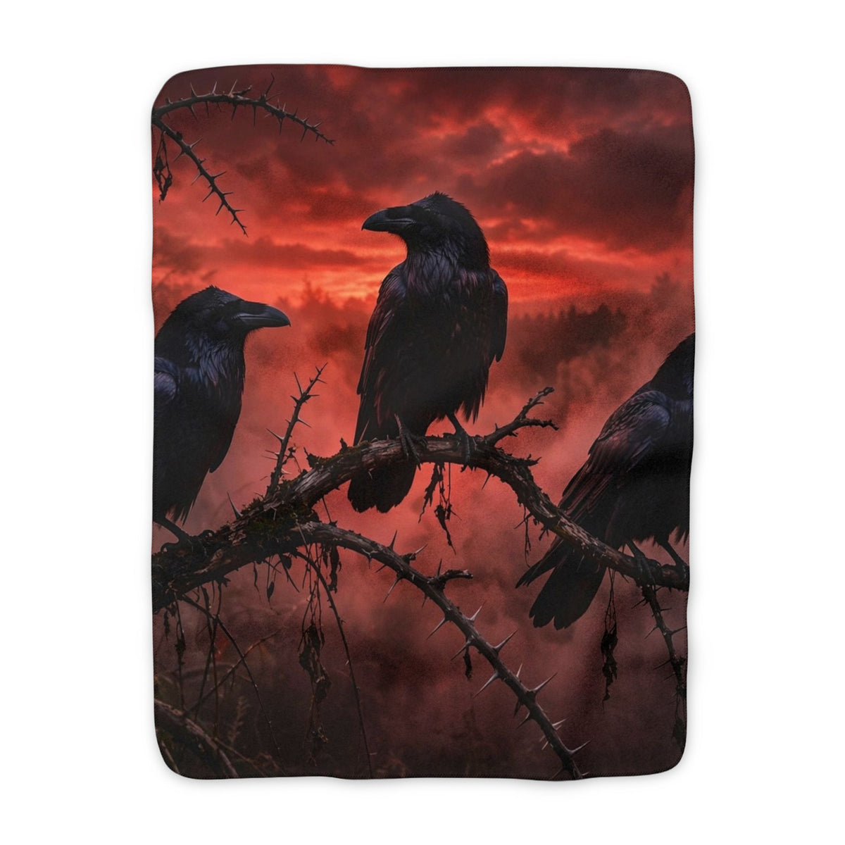 Ravens at Dusk Sherpa Blanket — Gothic Fleece Throw