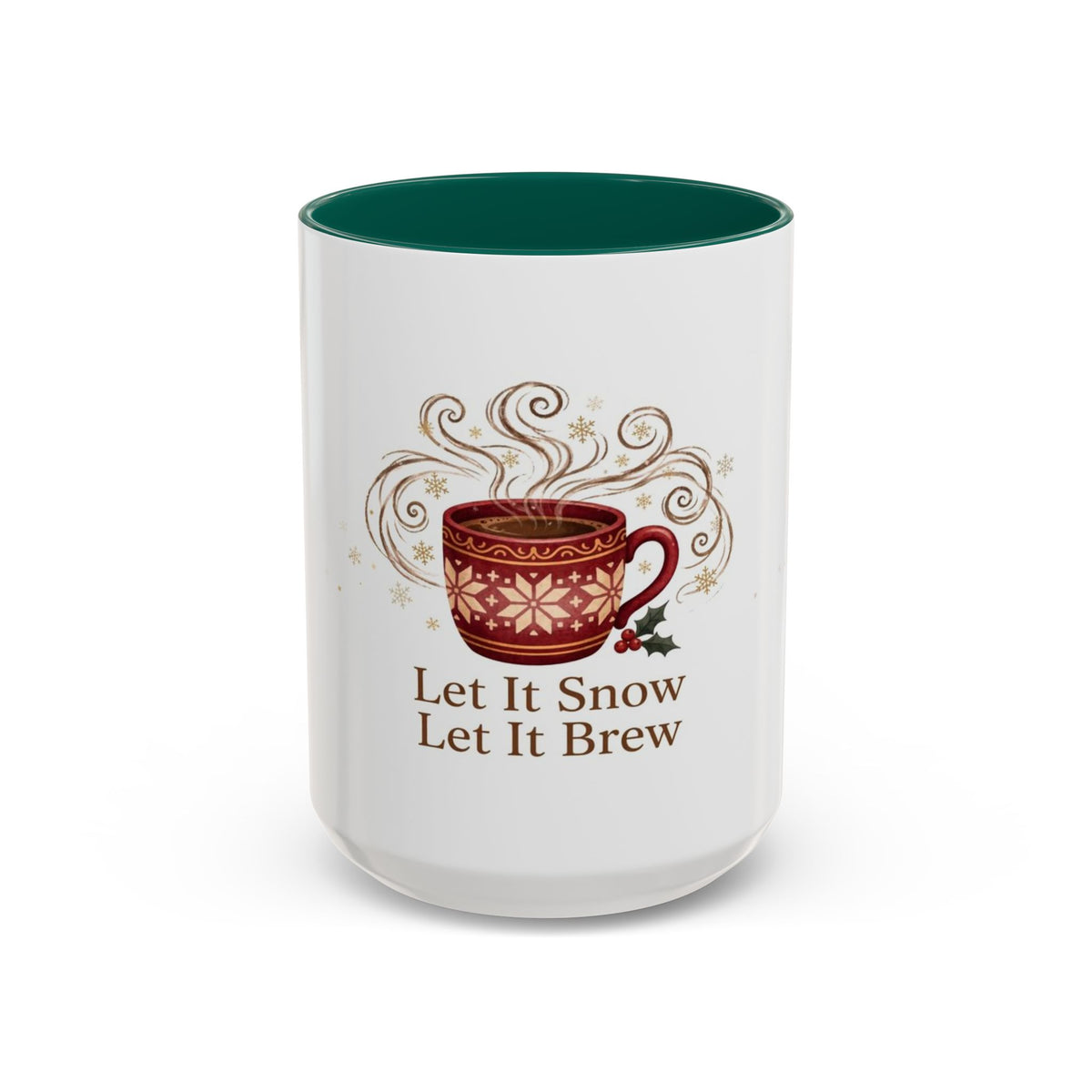 Let It Snow, Let It Brew color accent ceramic coffee mug — Amanda's Brew House