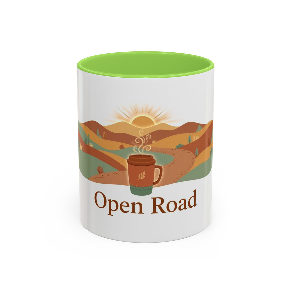 Open Road color accent ceramic coffee mug — Amanda's Brew House