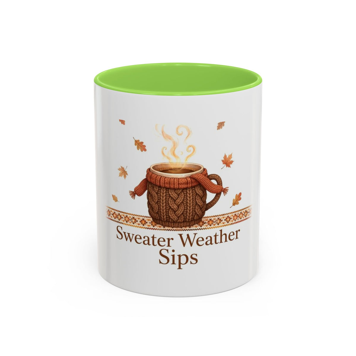 Sweater Weather Sips color accent ceramic coffee mug — Amanda's Brew House
