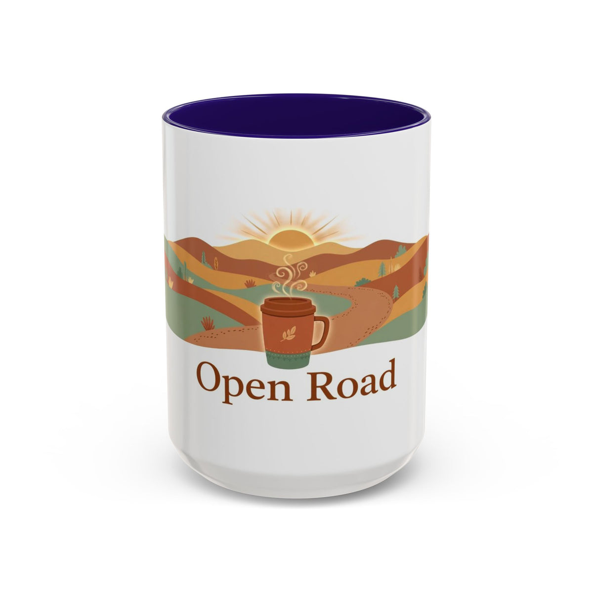 Open Road color accent ceramic coffee mug — Amanda's Brew House