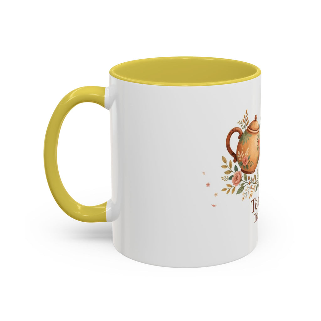 Tea Time Tranquility color accent ceramic tea mug — Amanda's Brew House