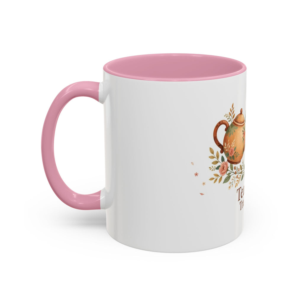 Tea Time Tranquility color accent ceramic tea mug — Amanda's Brew House