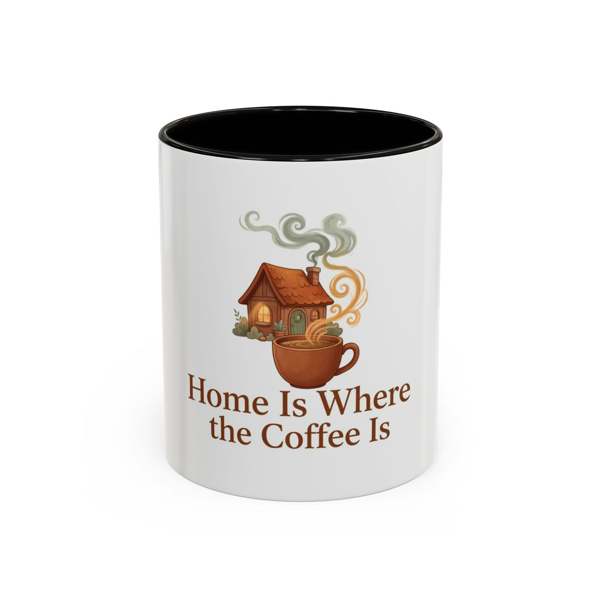 Home Is Where the Coffee Is color accent ceramic coffee mug — Amanda's Brew House
