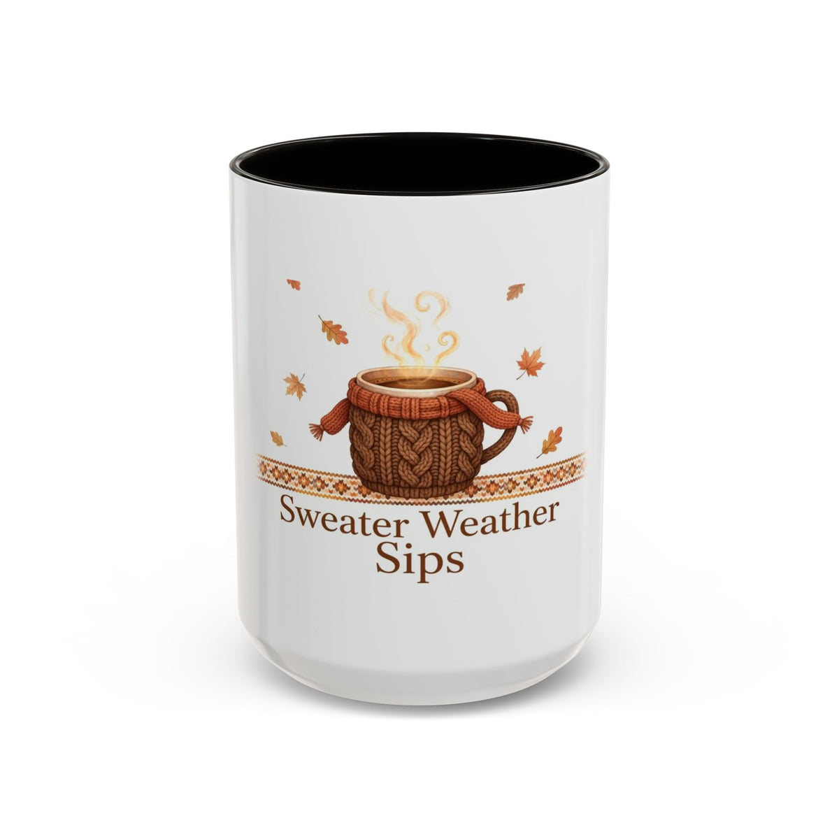 Sweater Weather Sips color accent ceramic coffee mug — Amanda's Brew House